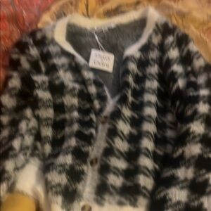 Black and White Button-Up Cardigan